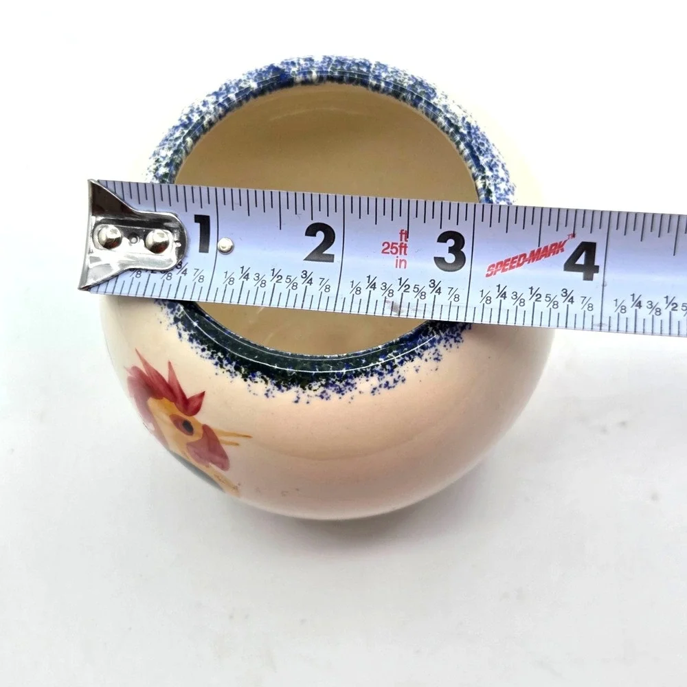 Emerson Creek Pottery Rooster Creamer and Sugar with Lid Hand Painted VINTAGE